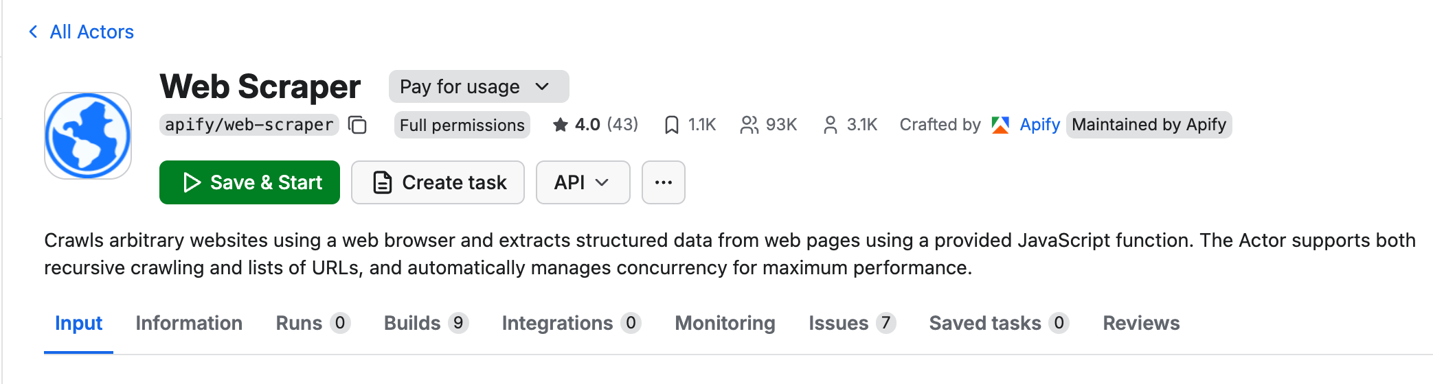 Full-permissions badge shown on Actor detail page